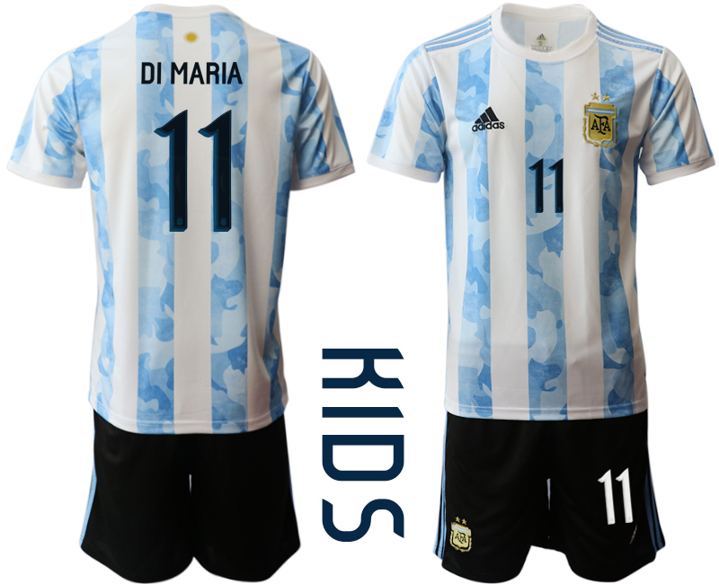 Youth 2020-2021 Season National team Argentina home white #11 Soccer Jersey